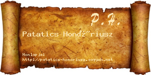 Patatics Honóriusz névjegykártya